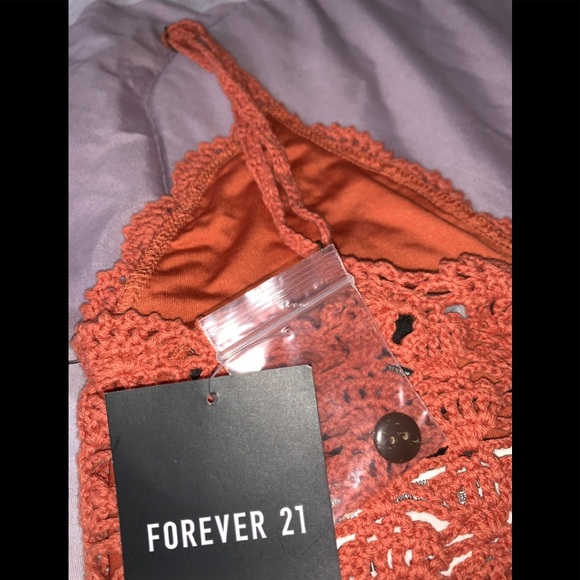 🌸2/$25🌸 Forever 21 Apricot Crochet Crop Top 🧡 - Picture 6 of 6